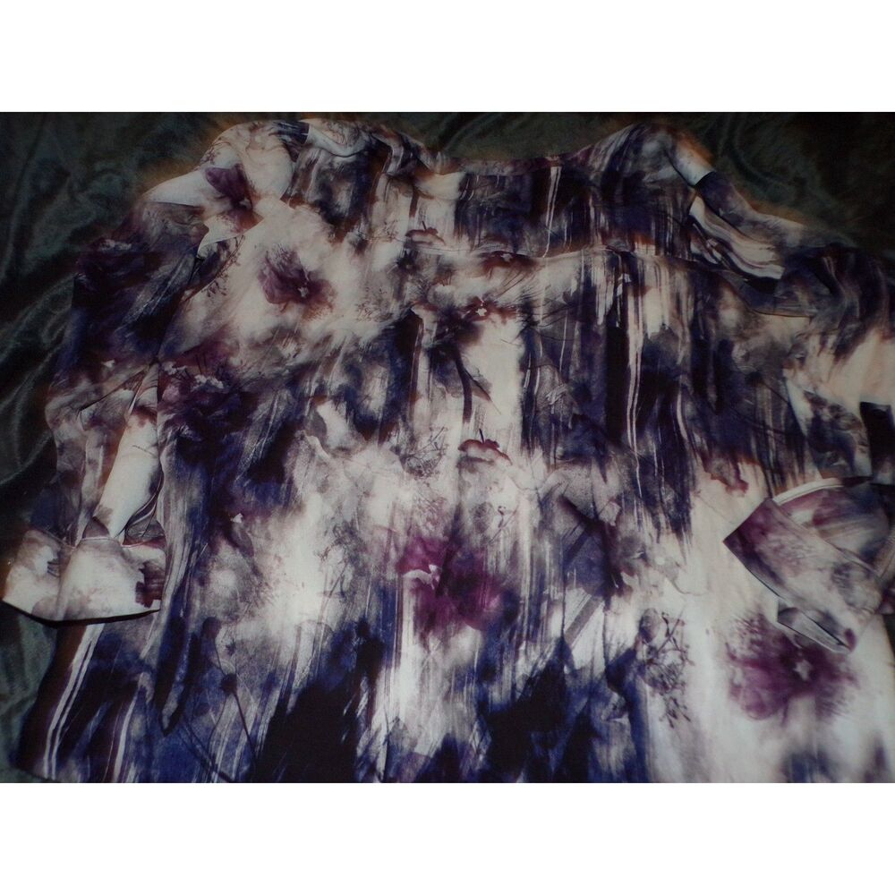 Simply Vera Vera Wang long sleeve purple print size XXL blouse - Picture 2 of 3